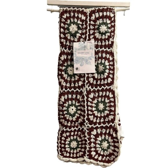 Shabby Chic Decorative Throw Granny Square Open Knit‎ Crochet Cotton 50x60 Boho - Picture 1 of 12